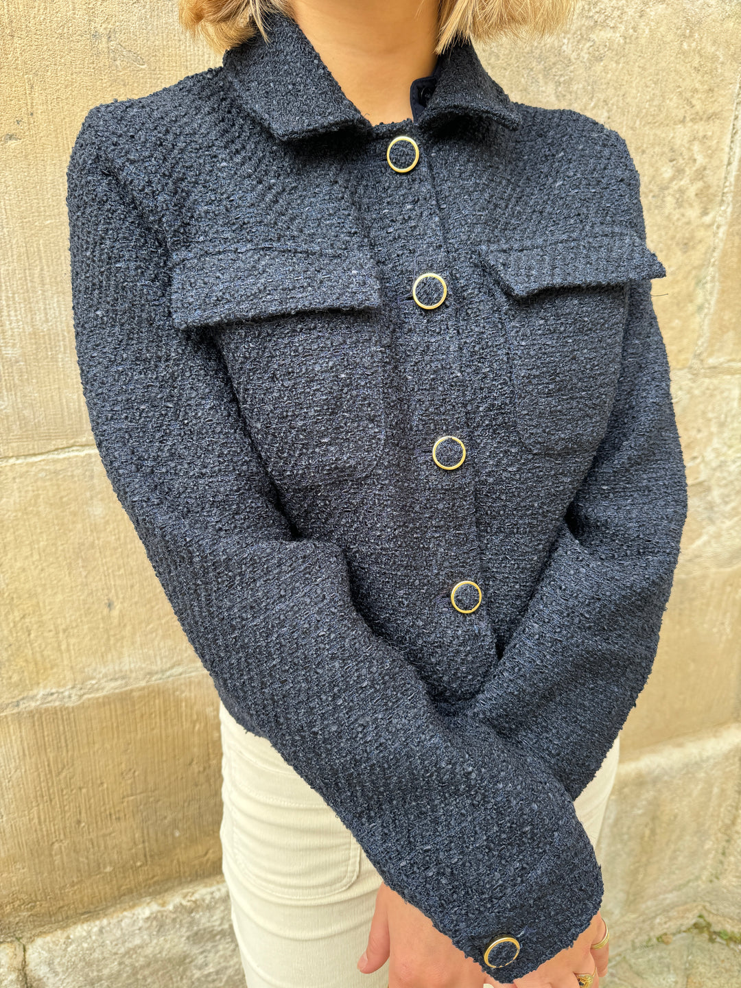 Chaqueta VIRGINA de tweed azul marino La Petite Etoile