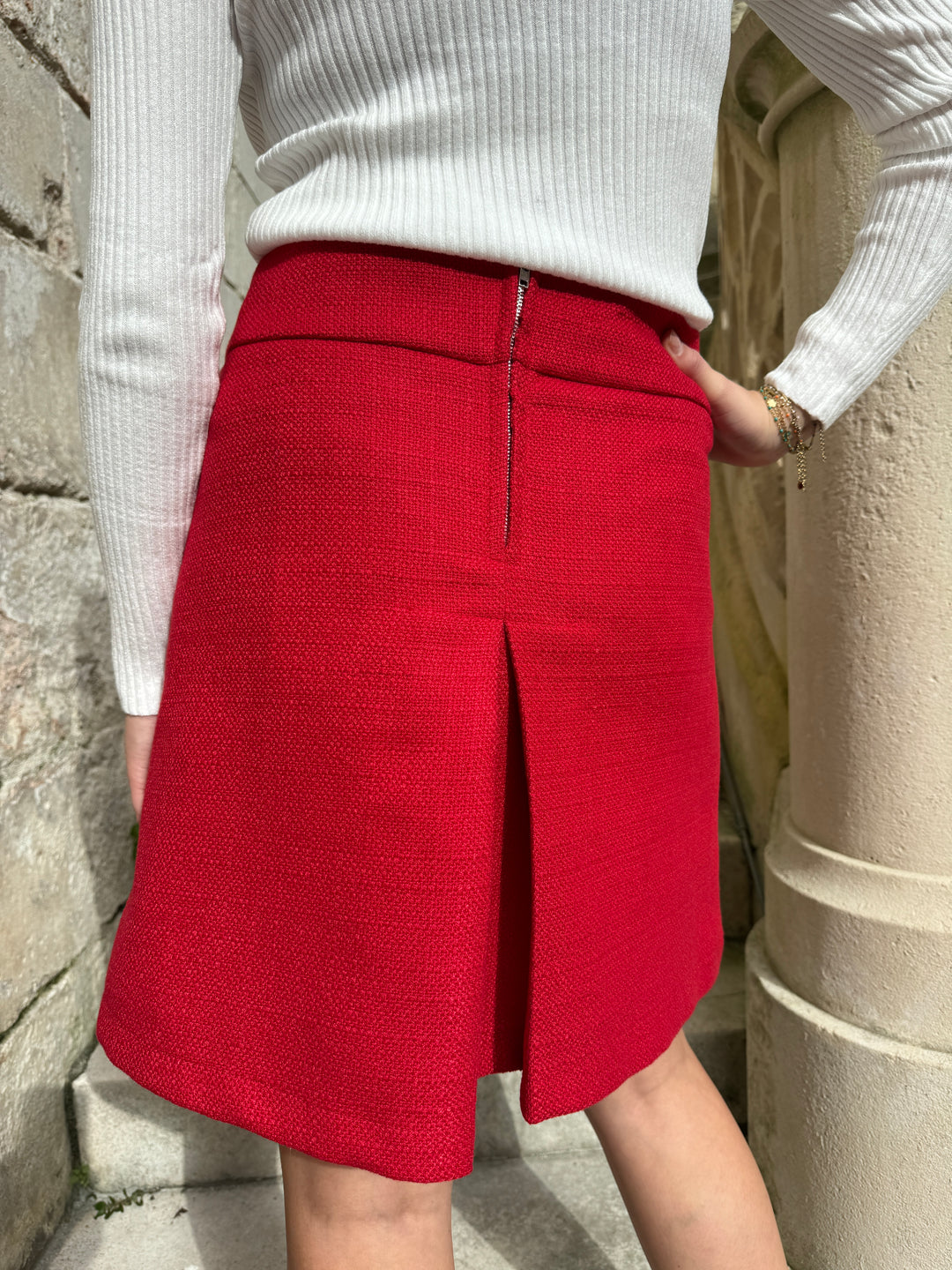 Falda de tweed roja DAISY Hippocampe