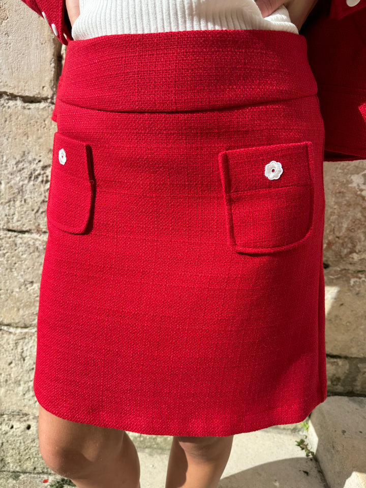 Falda de tweed roja DAISY Hippocampe