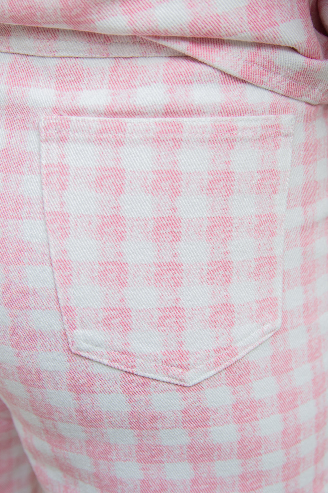 Pantalon à carreaux vichy rose et blanc coupe droite LAURINA