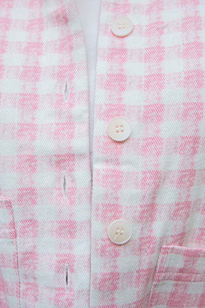 Veste à carreaux vichy rose et blanc STELLA