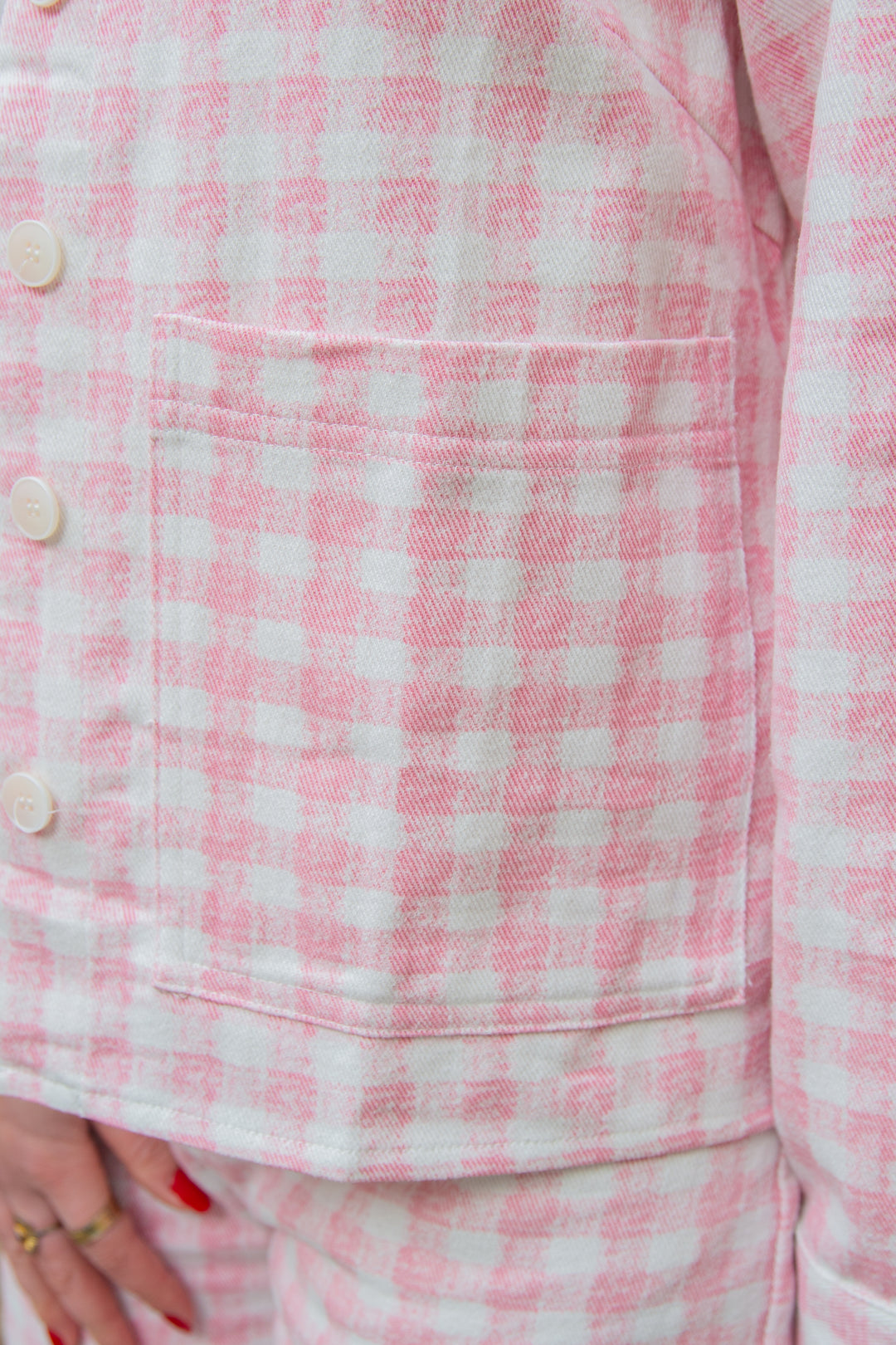 Veste à carreaux vichy rose et blanc STELLA