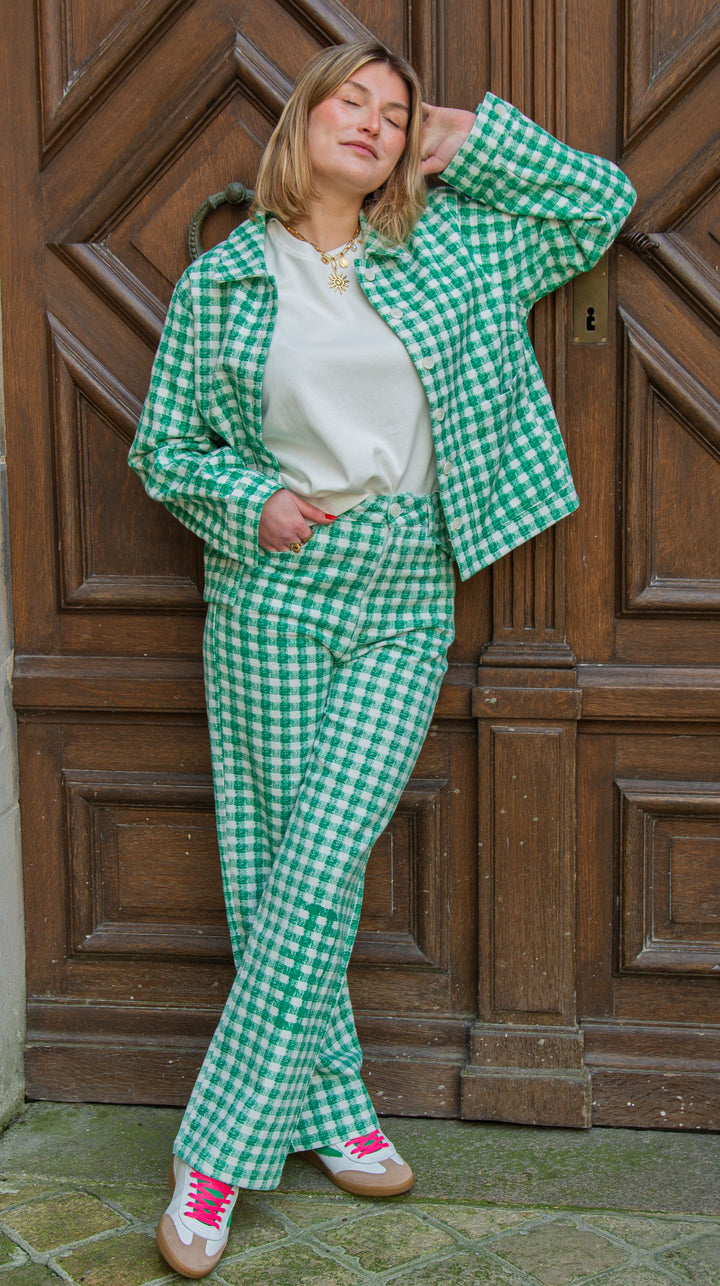 STELLA grün-weiße Gingham-Jacke