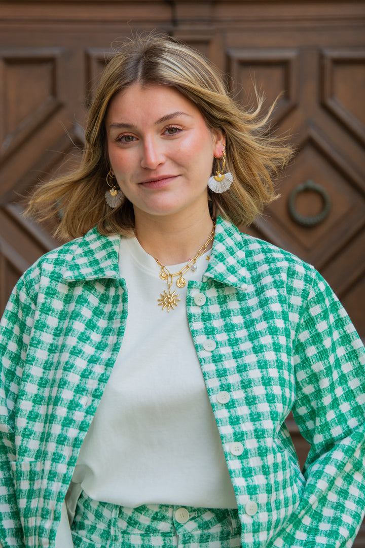 STELLA grün-weiße Gingham-Jacke