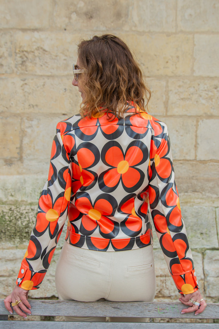 SEVENTIES orange beschichtete Jacke Nr. 107 Hippocampe