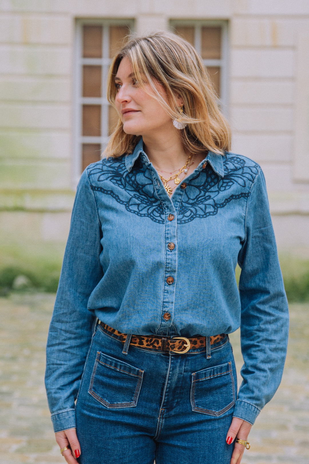 Chemise en jean brodée CLEMENCE La Petite Étoile