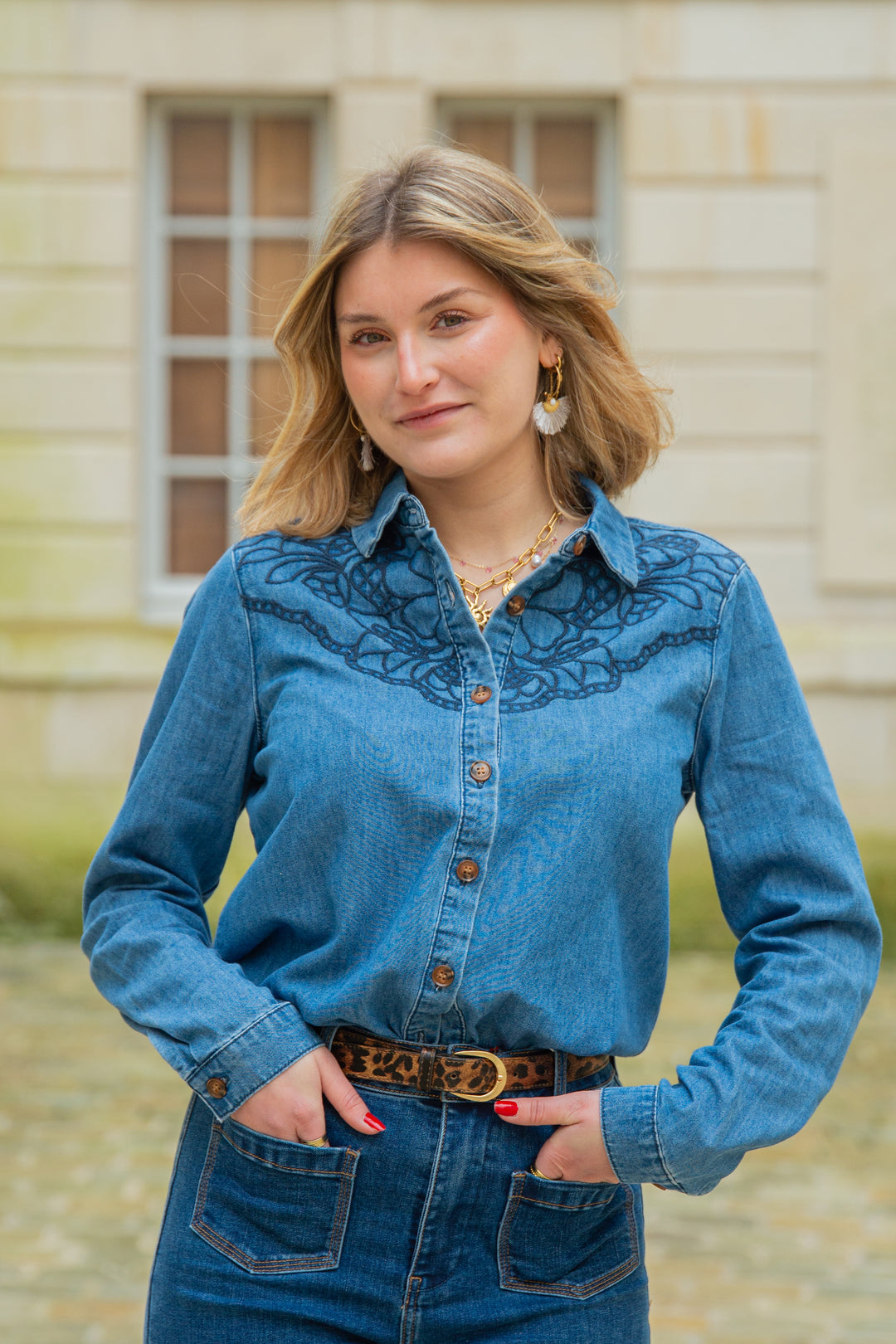 CLEMENCE La Petite Étoile besticktes Jeanshemd