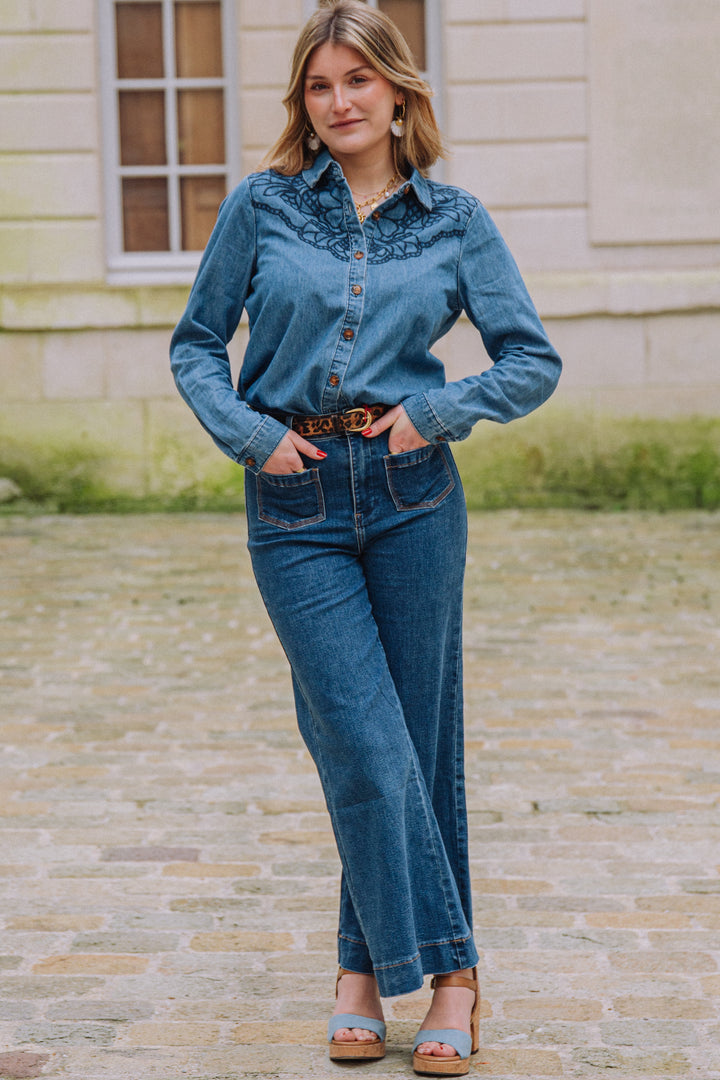 CLEMENCE La Petite Étoile besticktes Jeanshemd