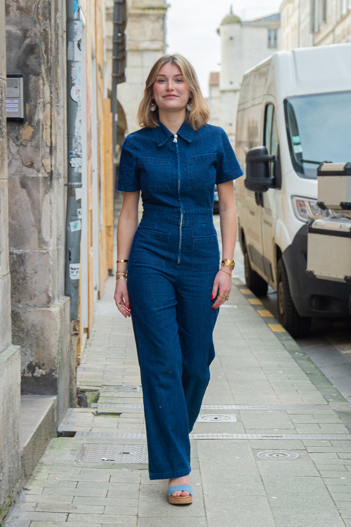 ELENE dunkelblauer Jeans-Overall