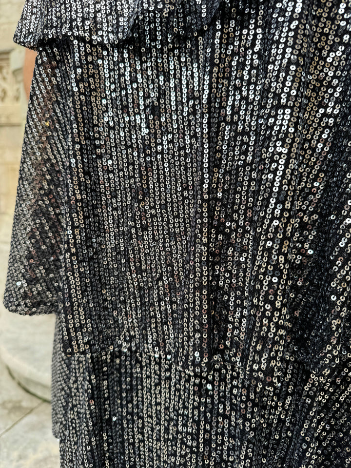 Robe à sequins argent trapèze ENORA