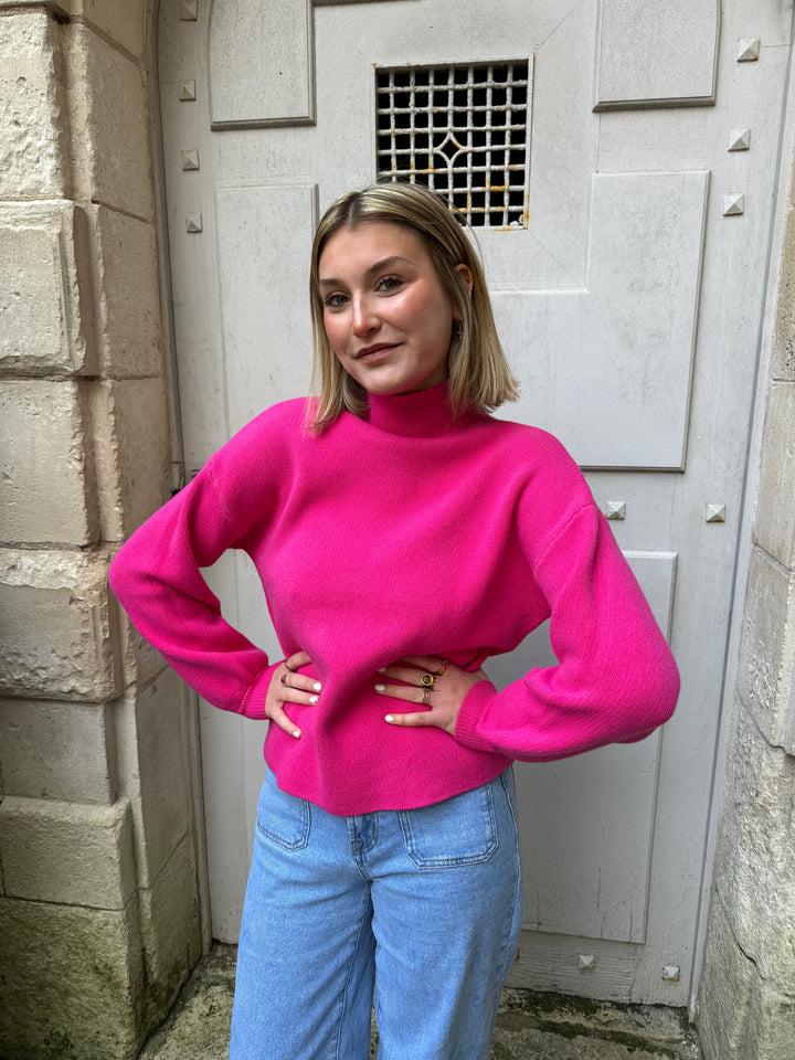 ABELLE – Rollkragenpullover in Fuchsie