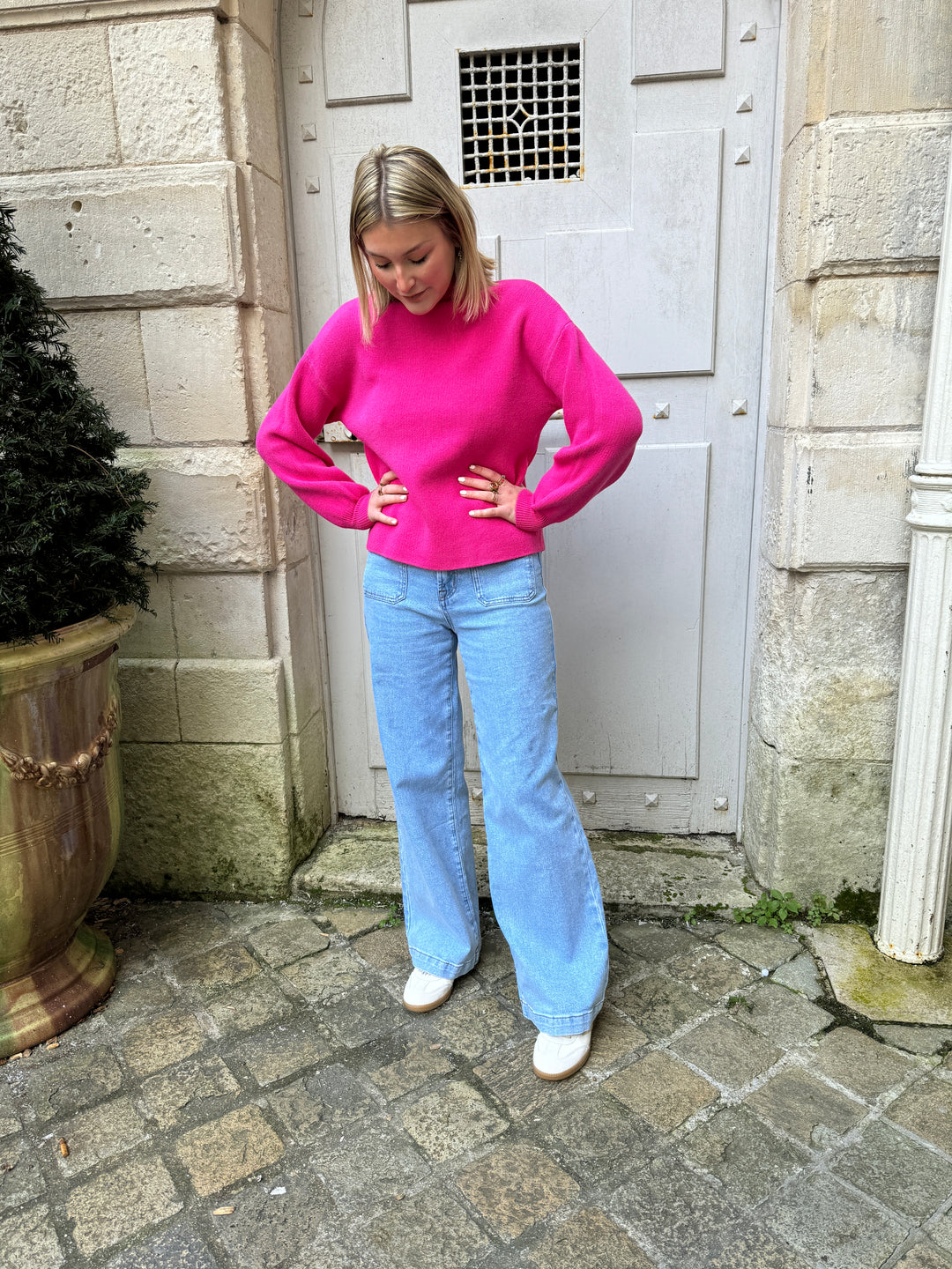 ABELLE – Rollkragenpullover in Fuchsie