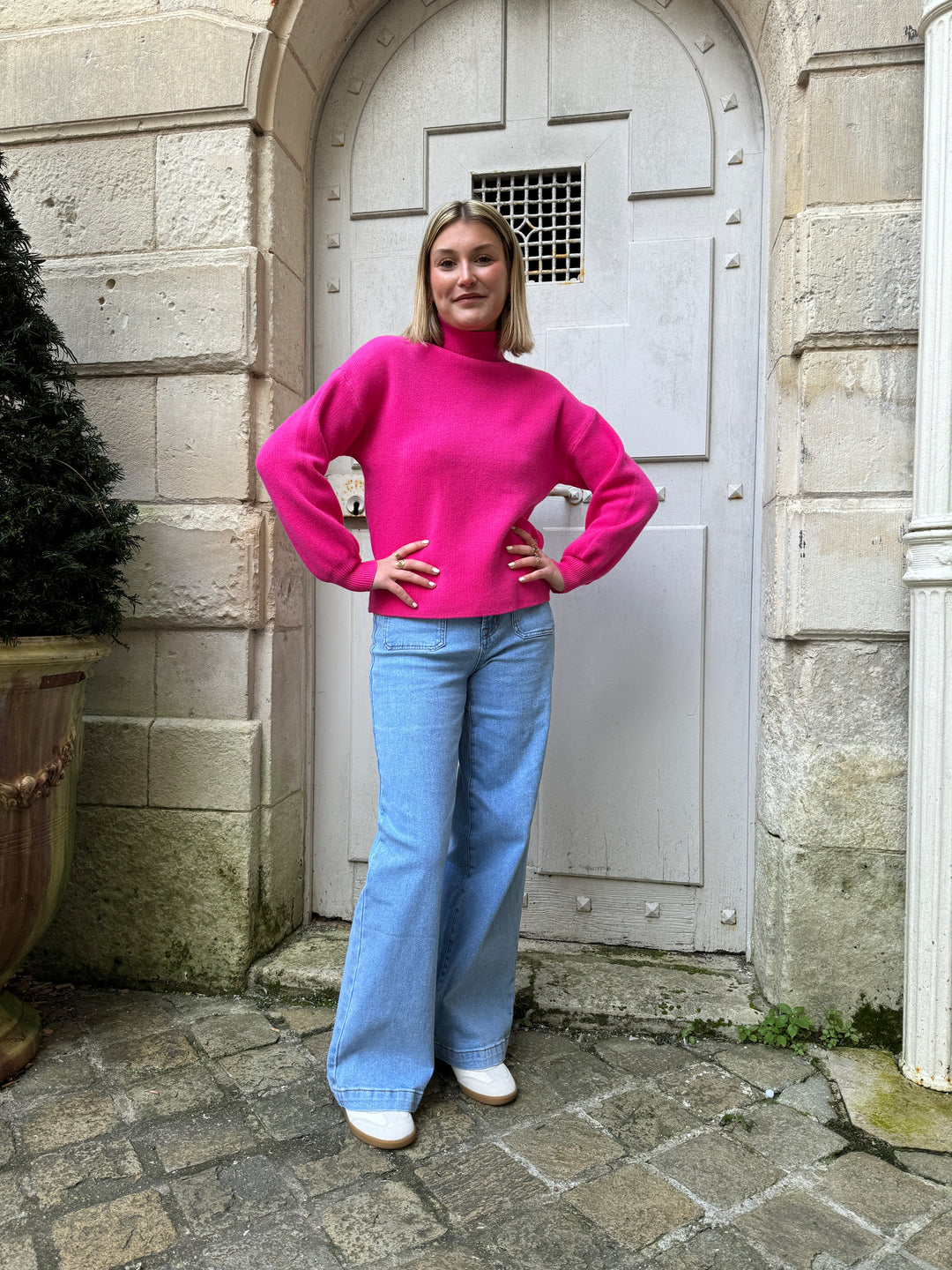 ABELLE – Rollkragenpullover in Fuchsie