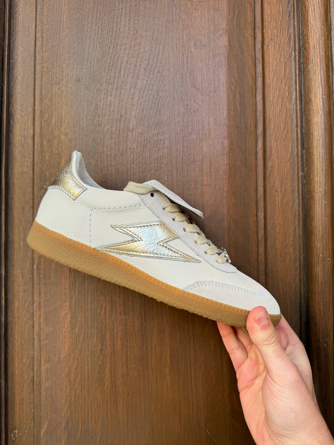 MAGAR B190 Semerdjian Sneaker aus weißem Leder mit goldenem Blitz