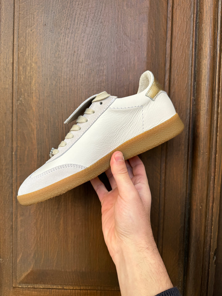 MAGAR B190 Semerdjian Sneaker aus weißem Leder mit goldenem Blitz