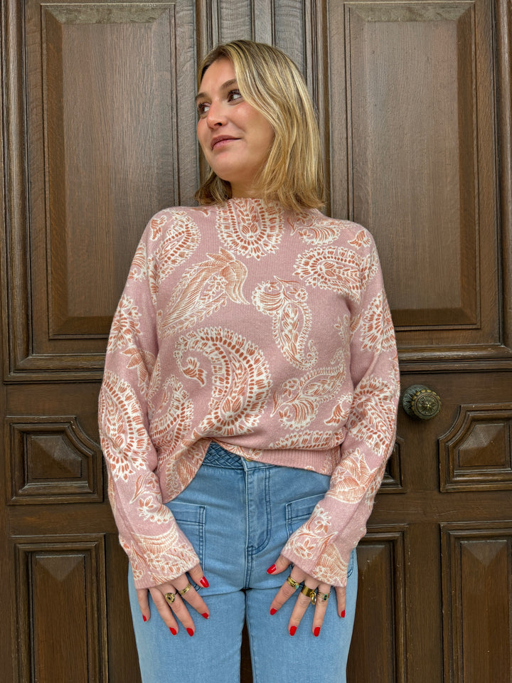 MELISSA La Petite Etoile rosa Pullover mit Kaschmir-Print