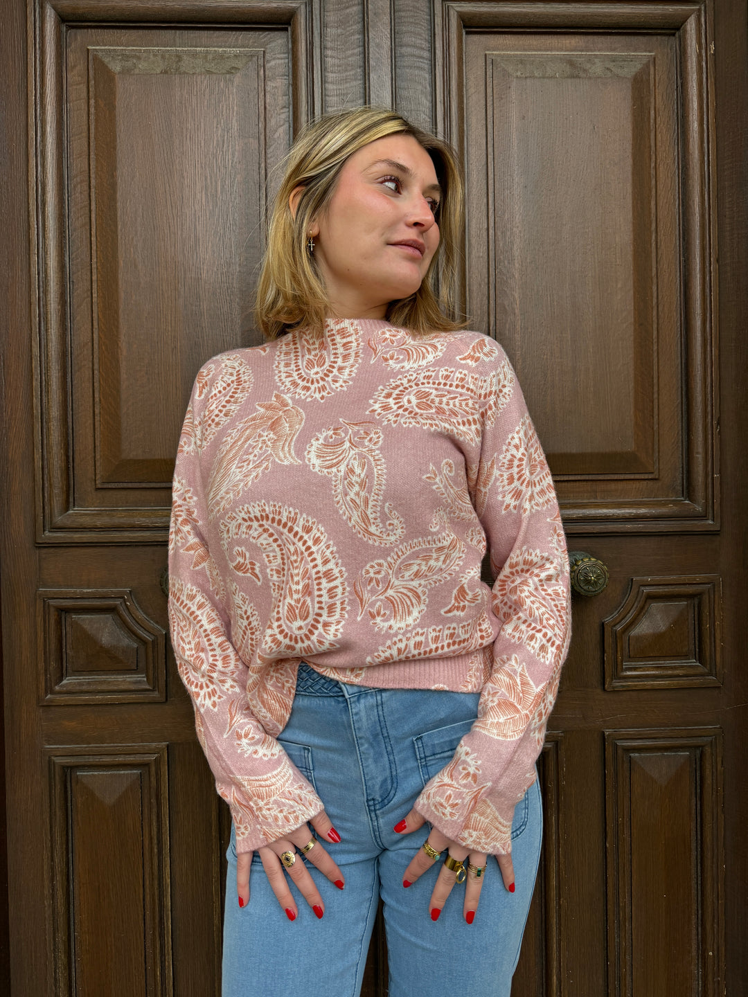 Pull rose imprimé cachemire MELISSA La Petite Etoile