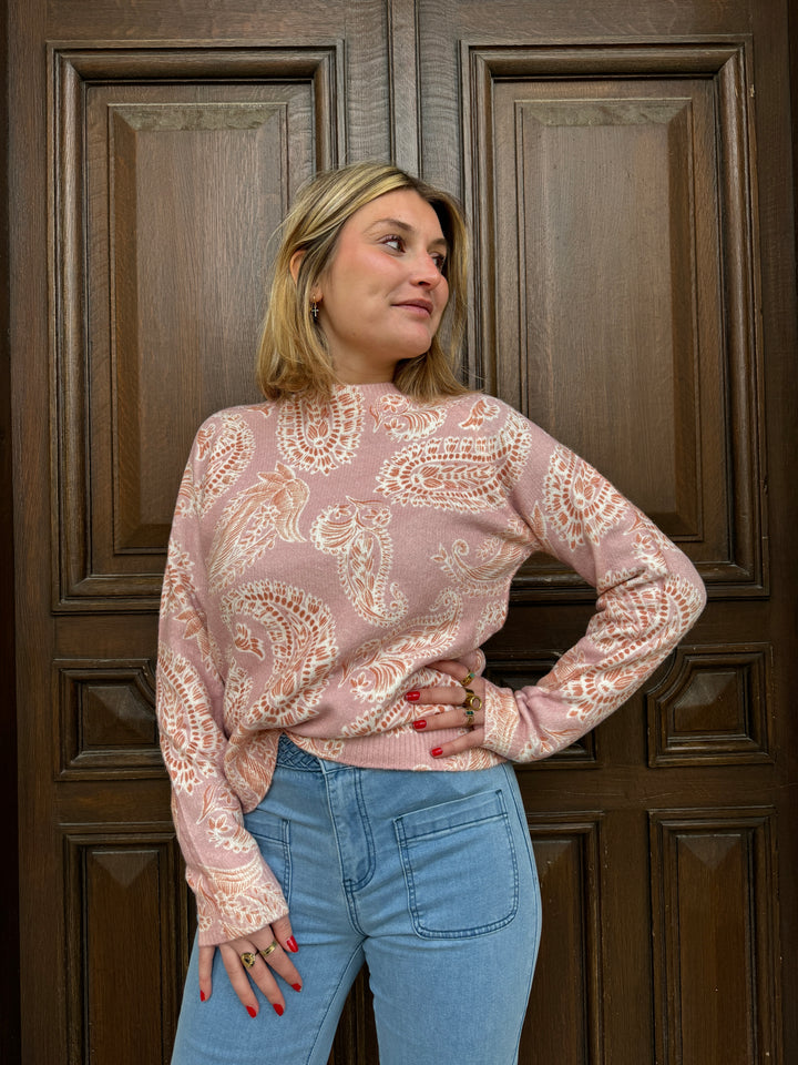 Pull rose imprimé cachemire MELISSA La Petite Etoile