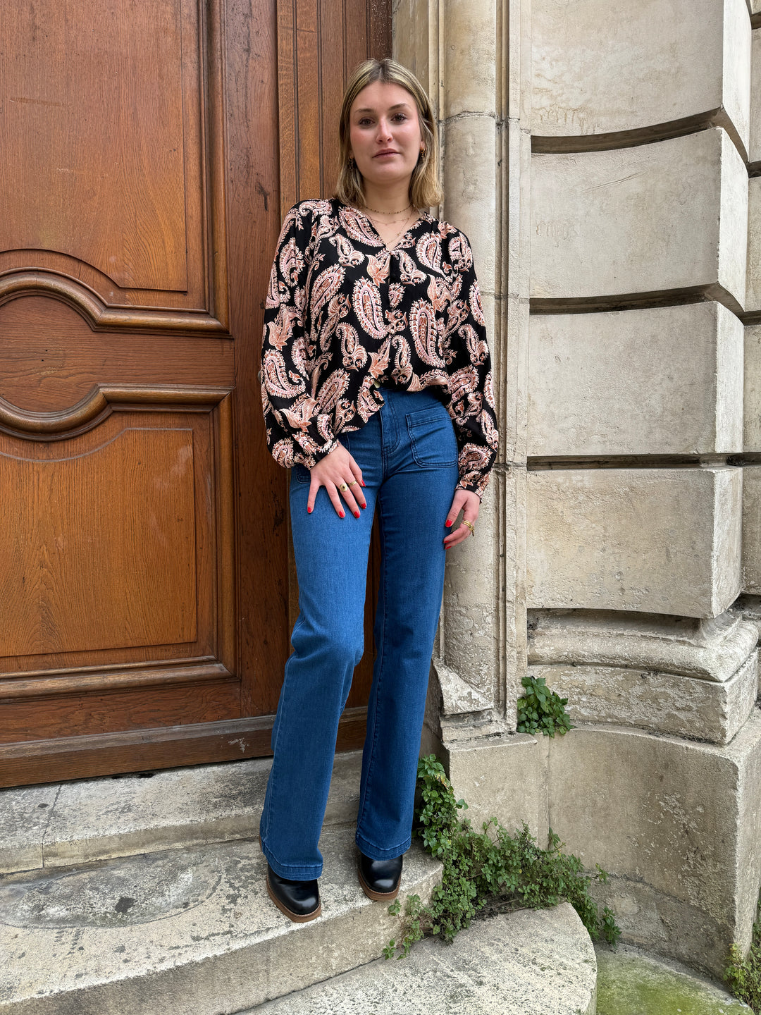 Blusa negra con estampado de cachemira BEILY La Petite Etoile