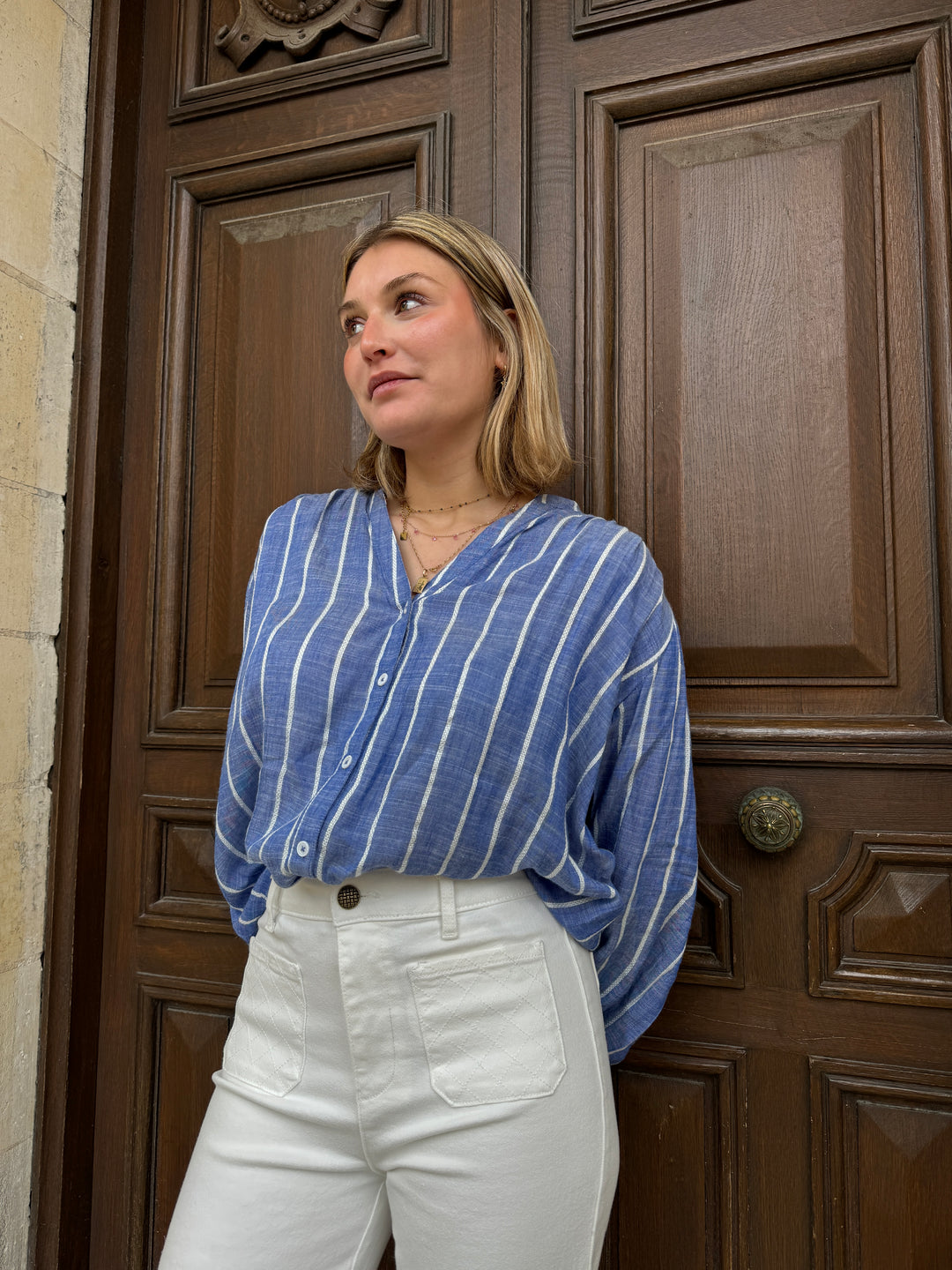 Blouse bleu à rayures blanches BLUE La Petite Etoile