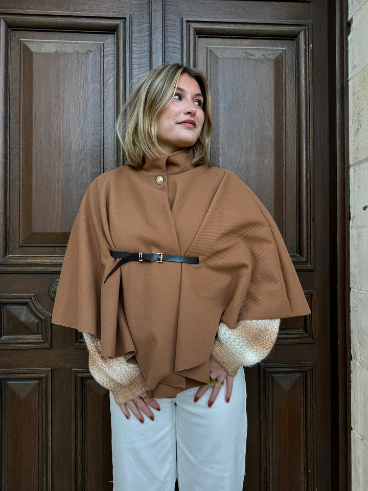 ESTHER Kamel Cape mit Gürtel