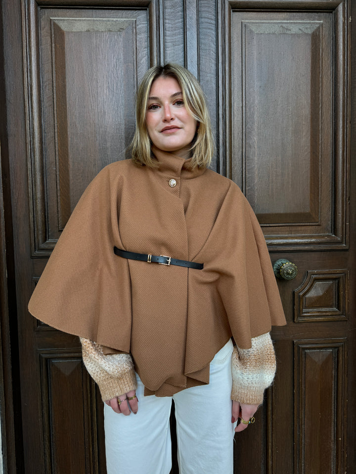 ESTHER Kamel Cape mit Gürtel