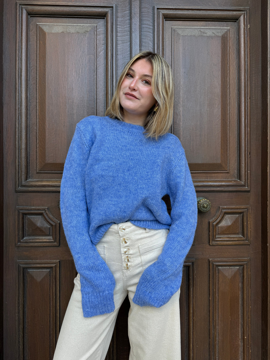 Pull bleu lavande col rond SARAH