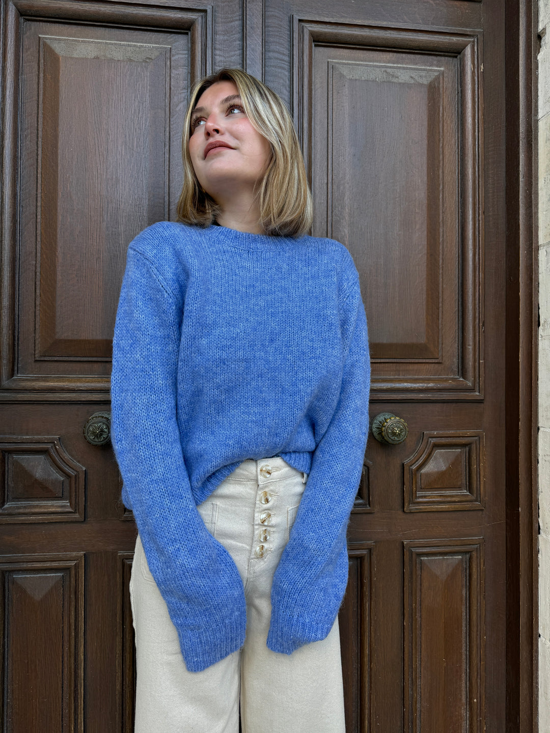 Pull bleu lavande col rond SARAH