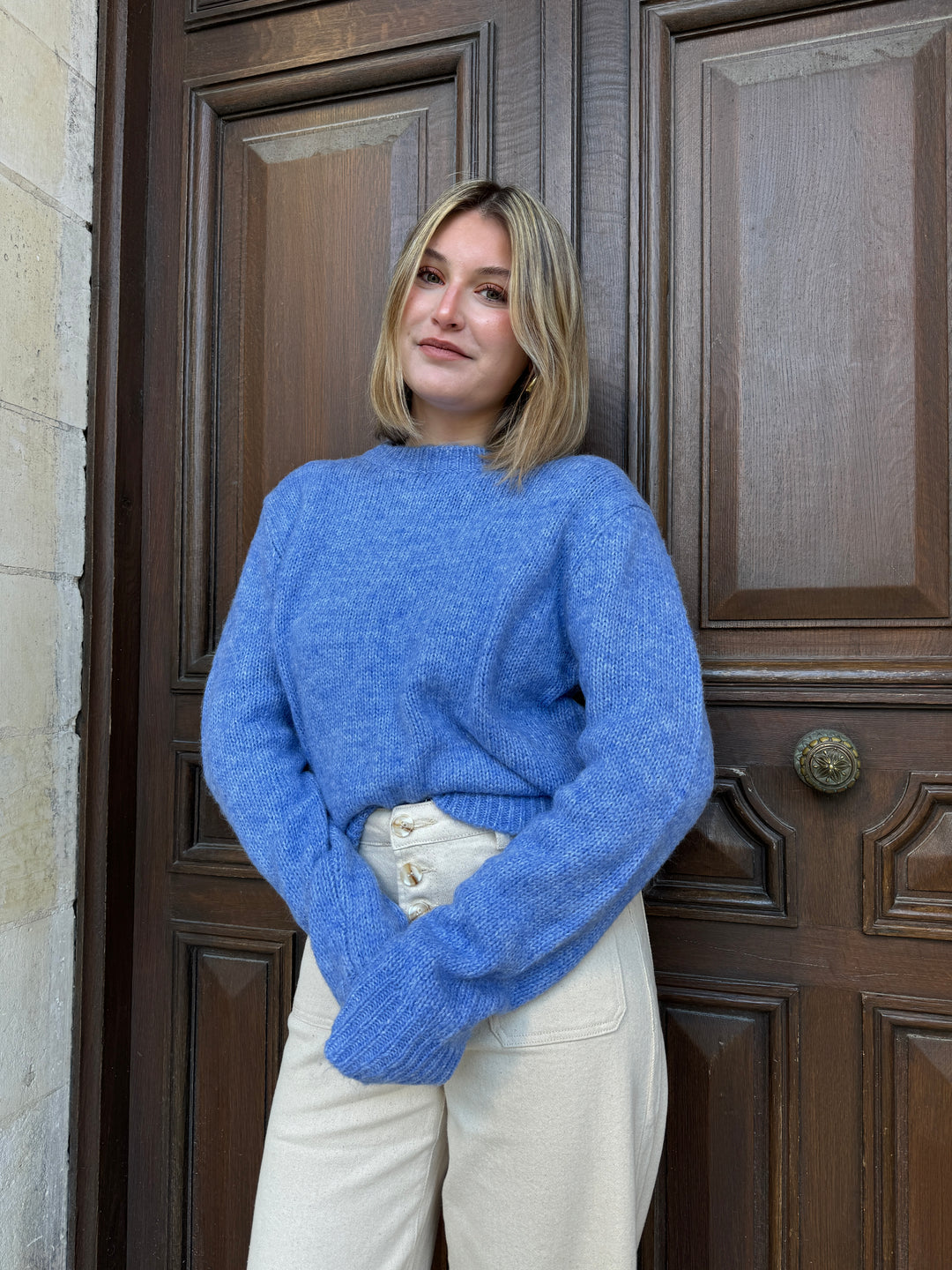 Pull bleu lavande col rond SARAH