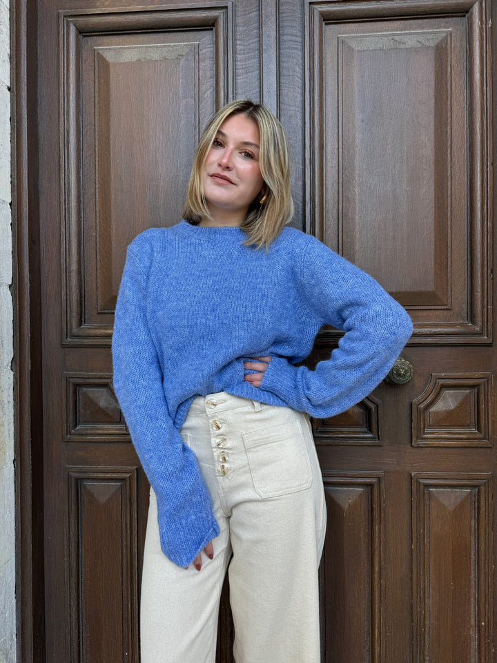 Pull bleu lavande col rond SARAH