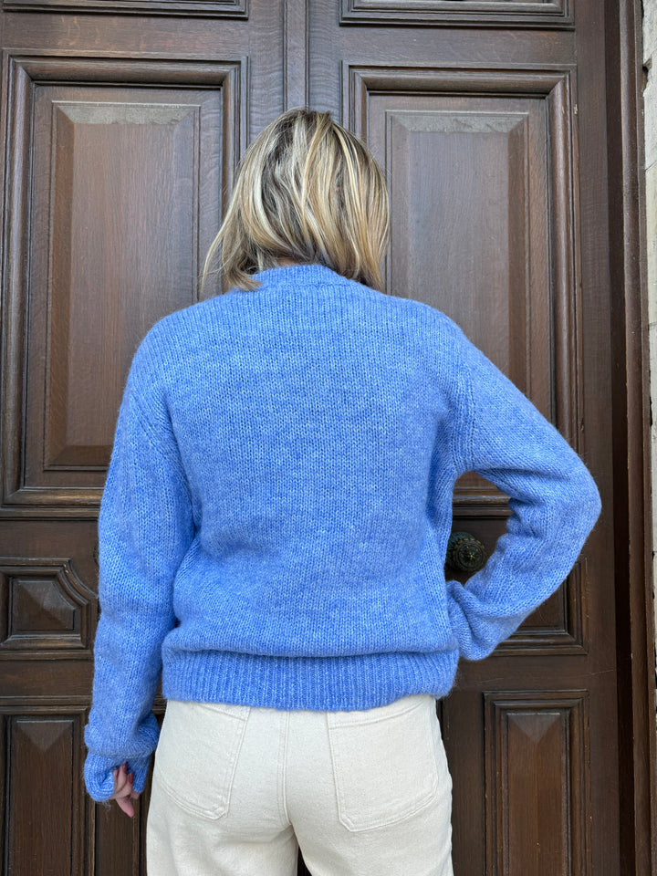 Pull bleu lavande col rond SARAH