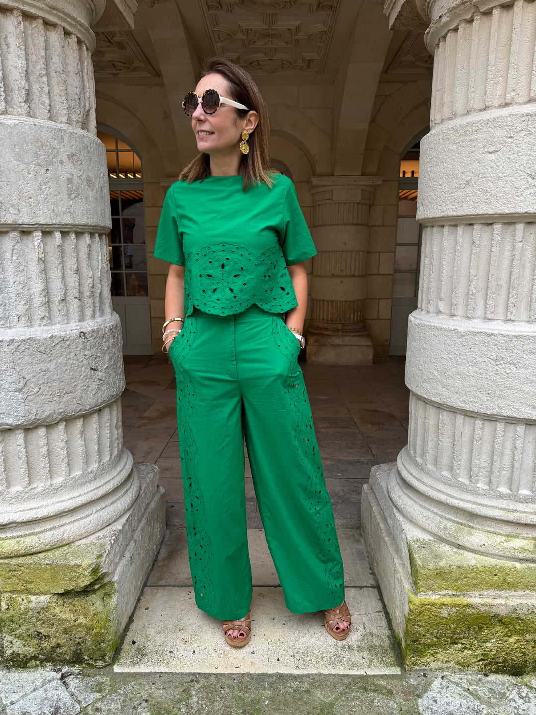 Pantalon vert brodé PHILENA La Petite Étoile