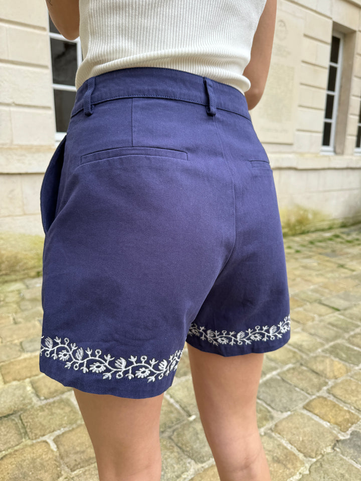 Short brodé marine LOU