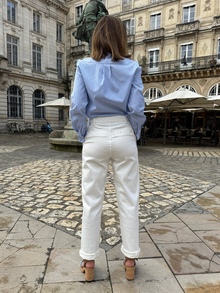 Pantalon droit blanc ceinture tressée MARISOL La Petite Étoile