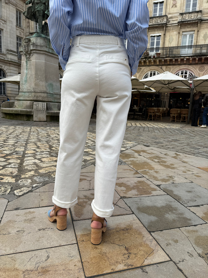 Pantalon droit blanc ceinture tressée MARISOL La Petite Étoile