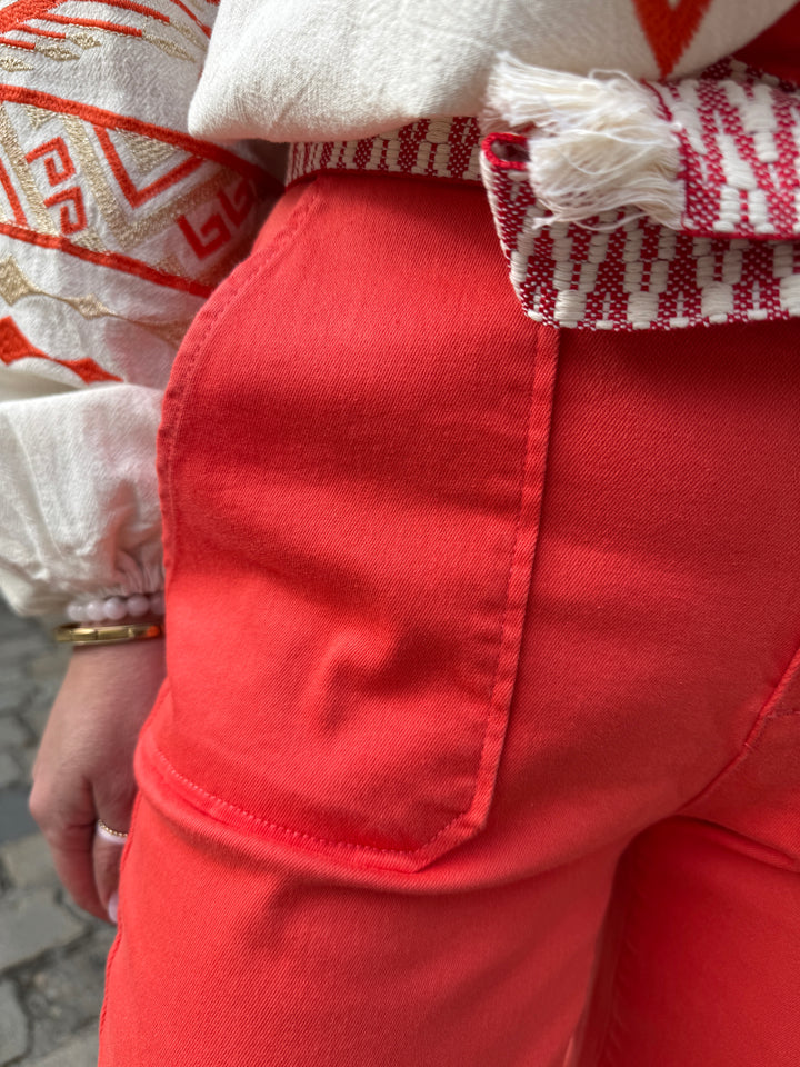 Pantalon droit orange ceinture tressée MARISOL La Petite Étoile