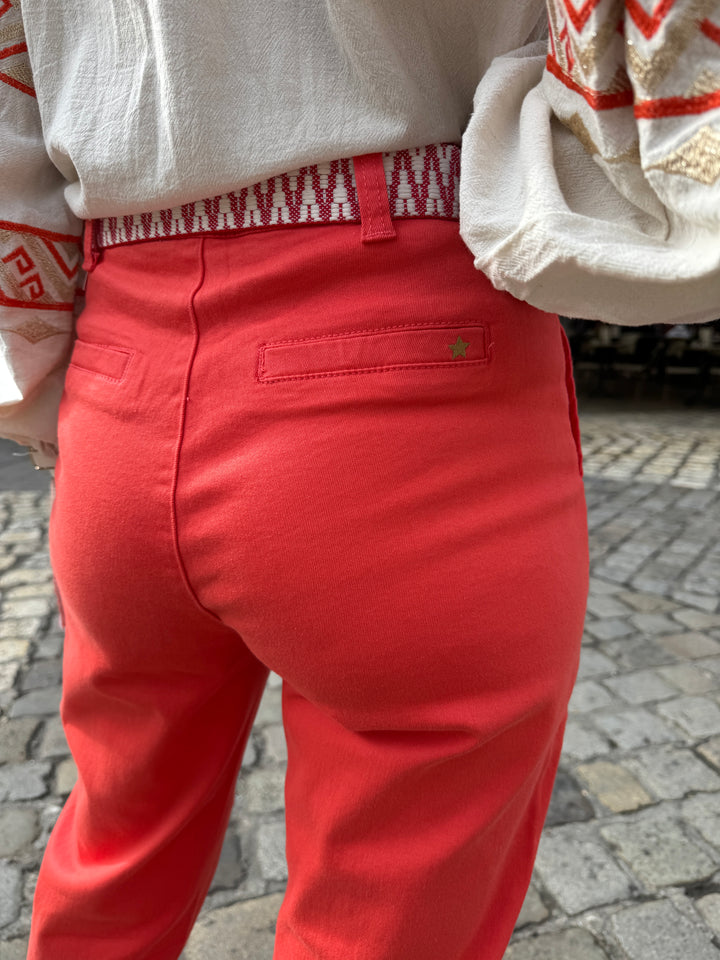 Pantalon droit orange ceinture tressée MARISOL La Petite Étoile