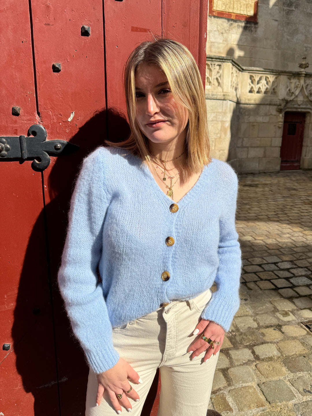 Gilet en maille bleu ciel MARA La Petite Étoile