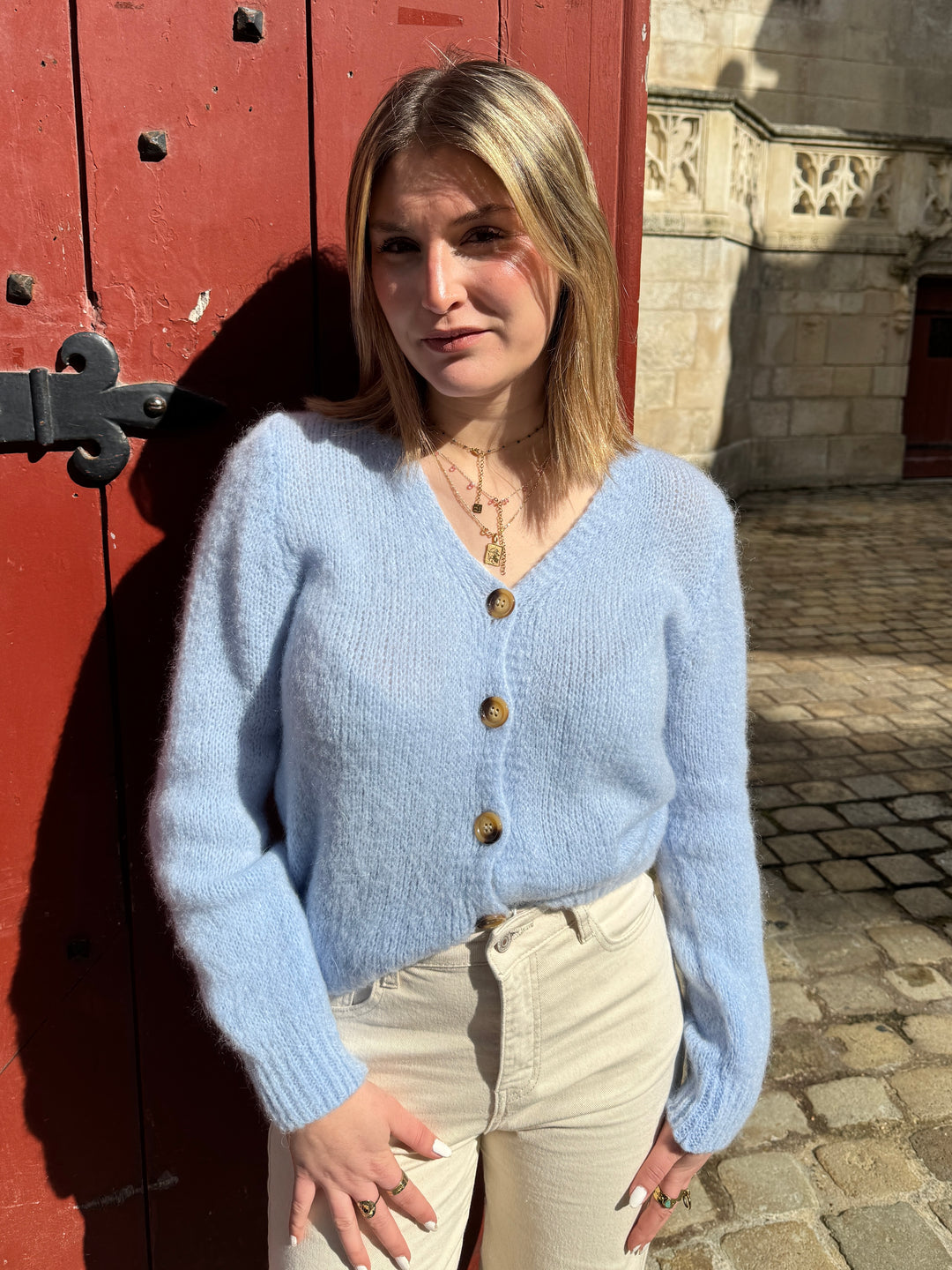 Gilet en maille bleu ciel MARA La Petite Étoile