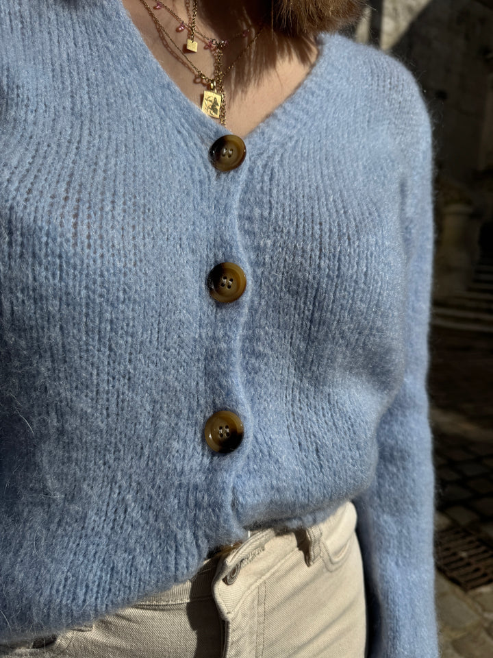 Gilet en maille bleu ciel MARA La Petite Étoile