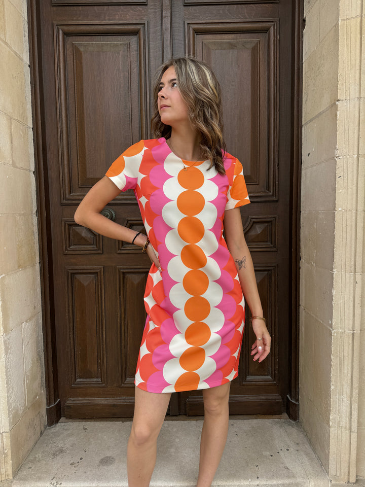 Robe SEVENTIES n°108 orange/rose Hippocampe