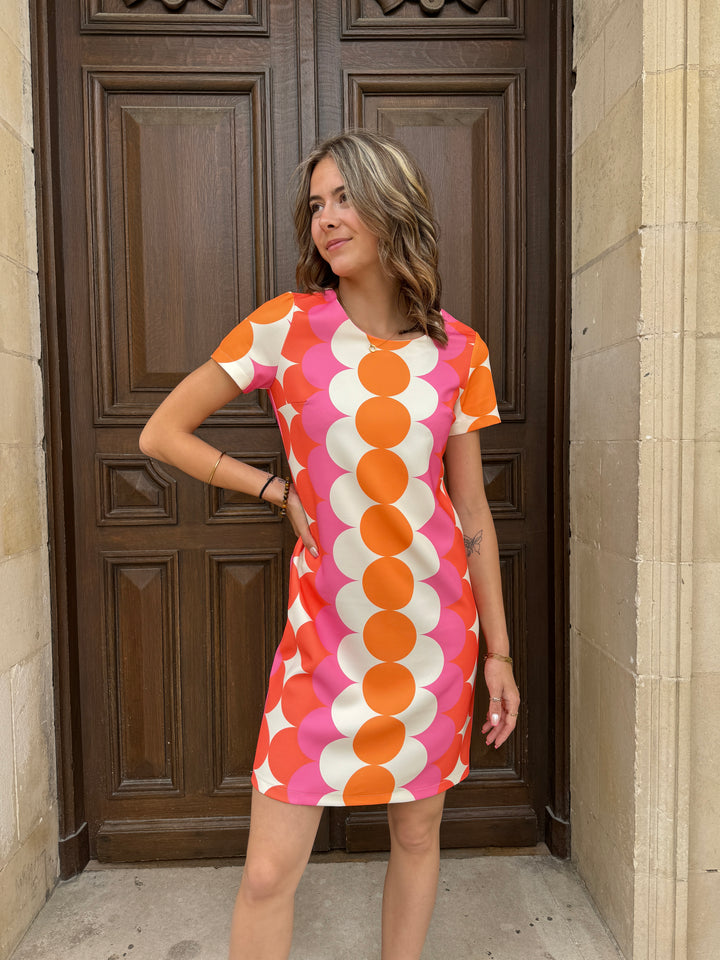 Vestido SEVENTIES n°108 naranja/rosa Hippocampe