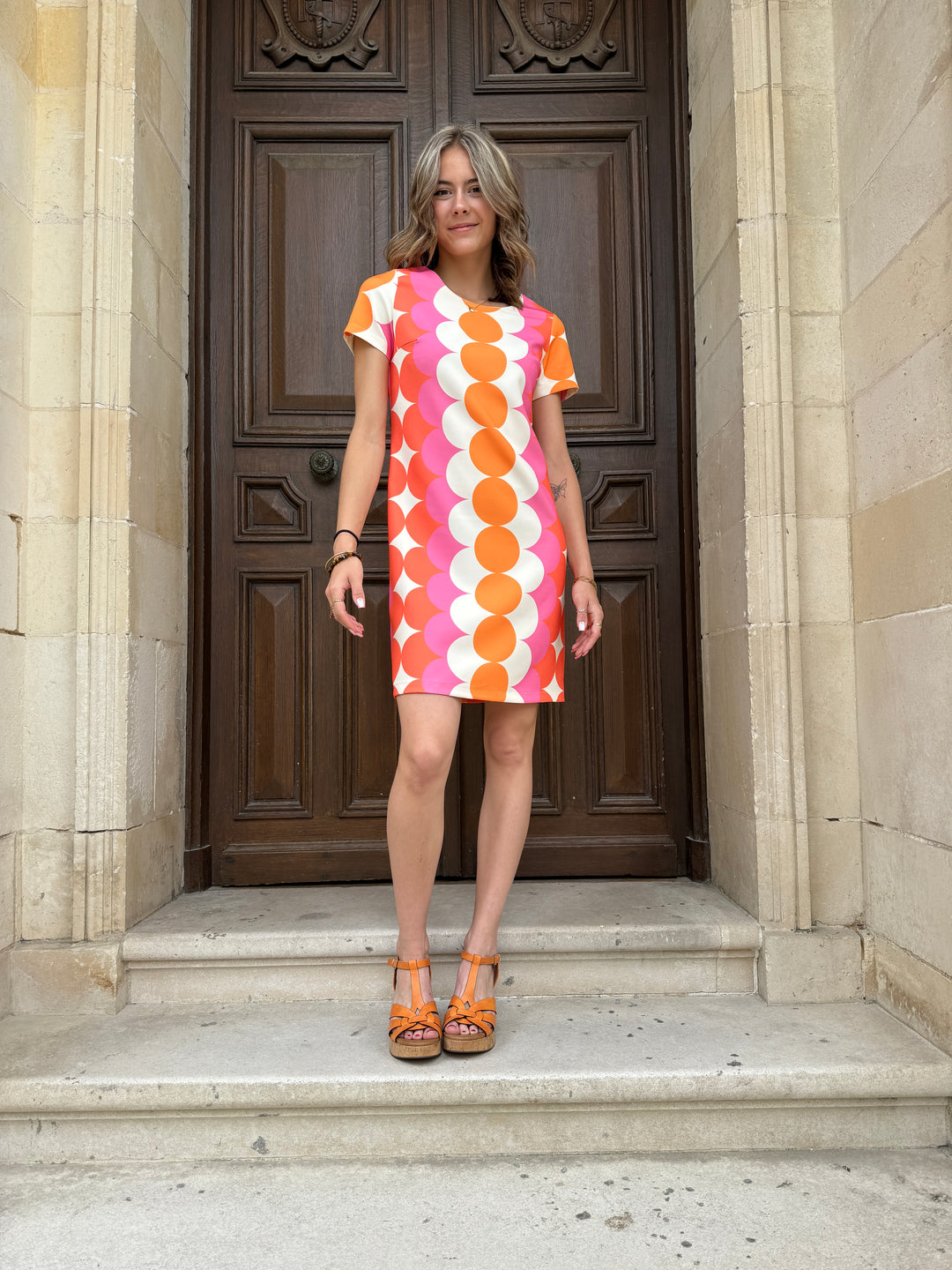 Robe SEVENTIES n°108 orange/rose Hippocampe