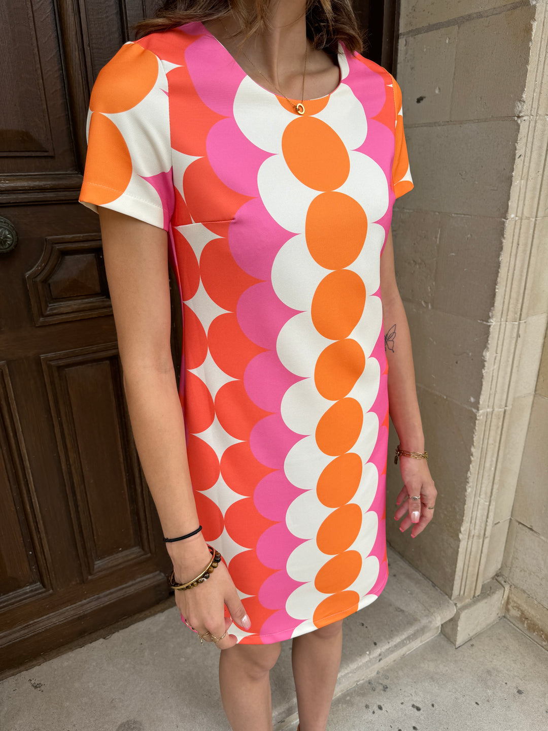 Robe SEVENTIES n°108 orange/rose Hippocampe