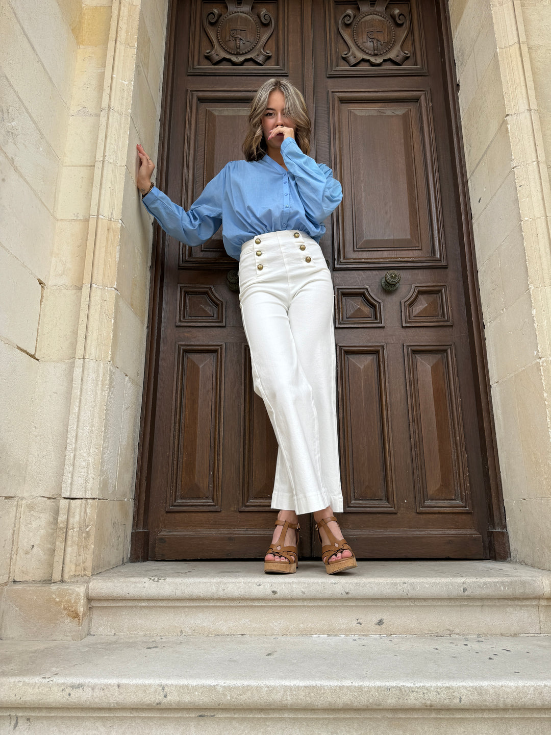 VICTORINE – Oraije – Weiße Bridge-Jeans aus Denim