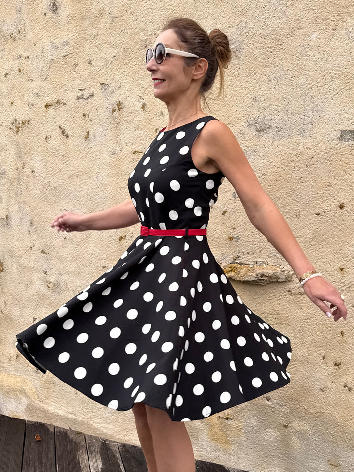 Robe noir à pois blanc KIMATHIE rouge Hippocampe