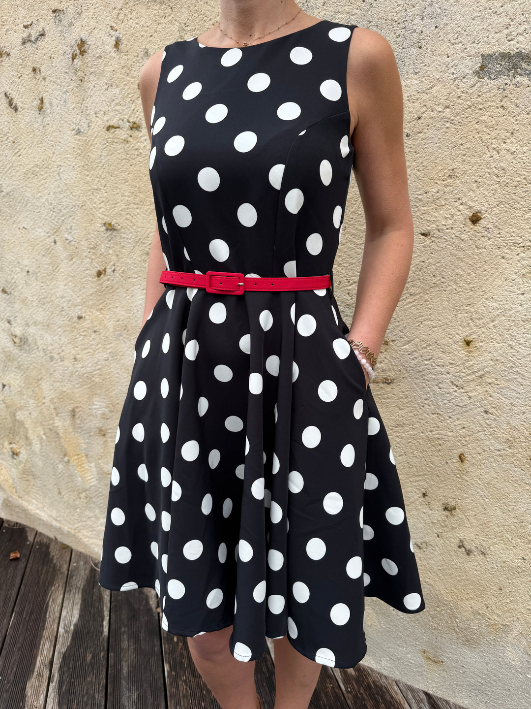 Robe noir à pois blanc KIMATHIE rouge Hippocampe