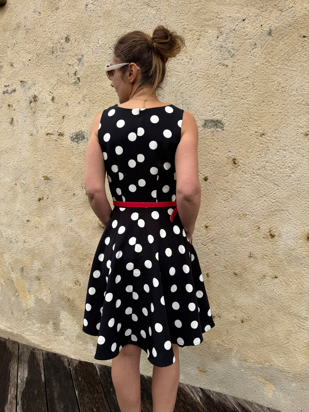 Robe noir à pois blanc KIMATHIE rouge Hippocampe