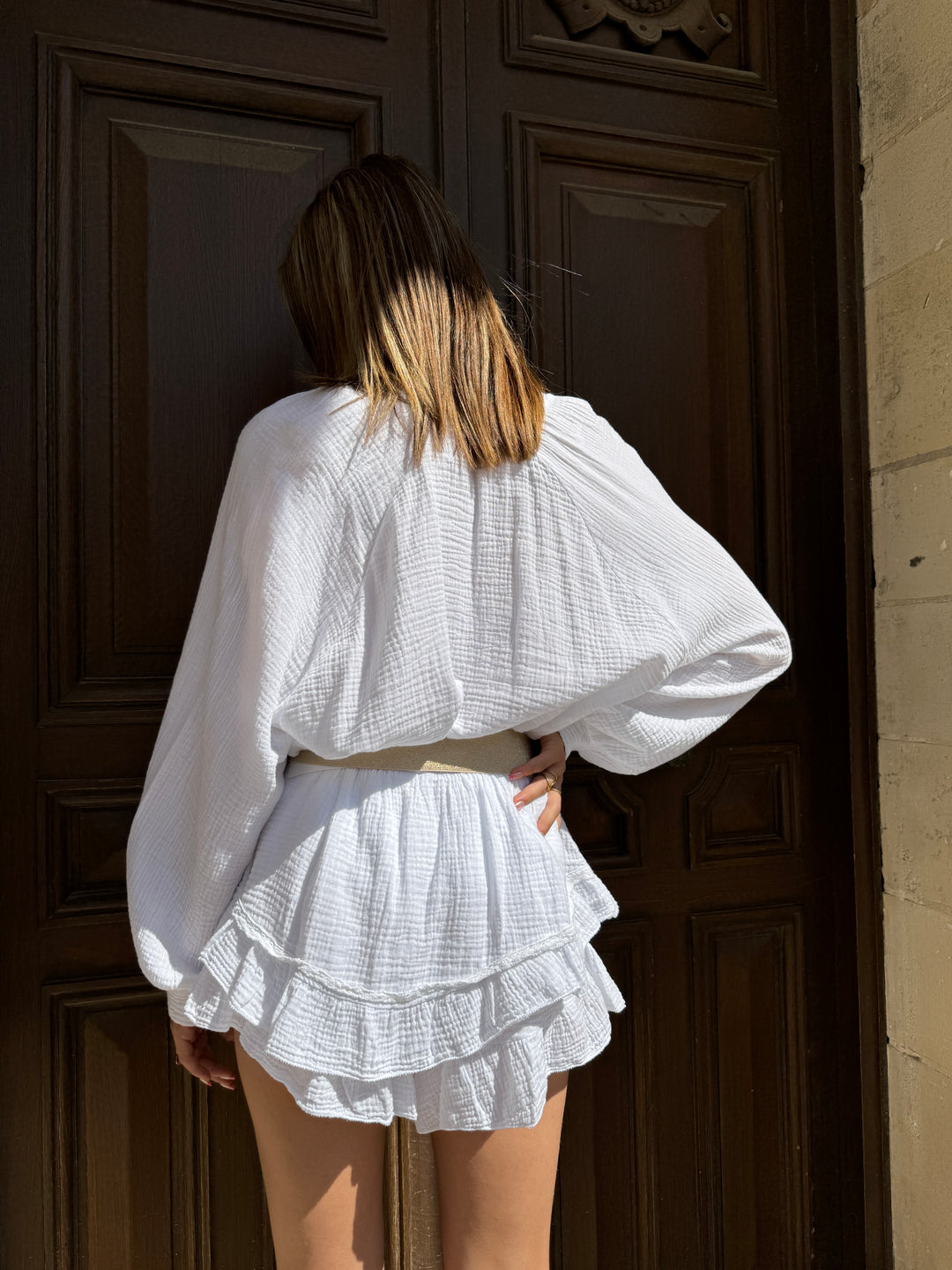 Jupe short gaze de coton blanche ELINE