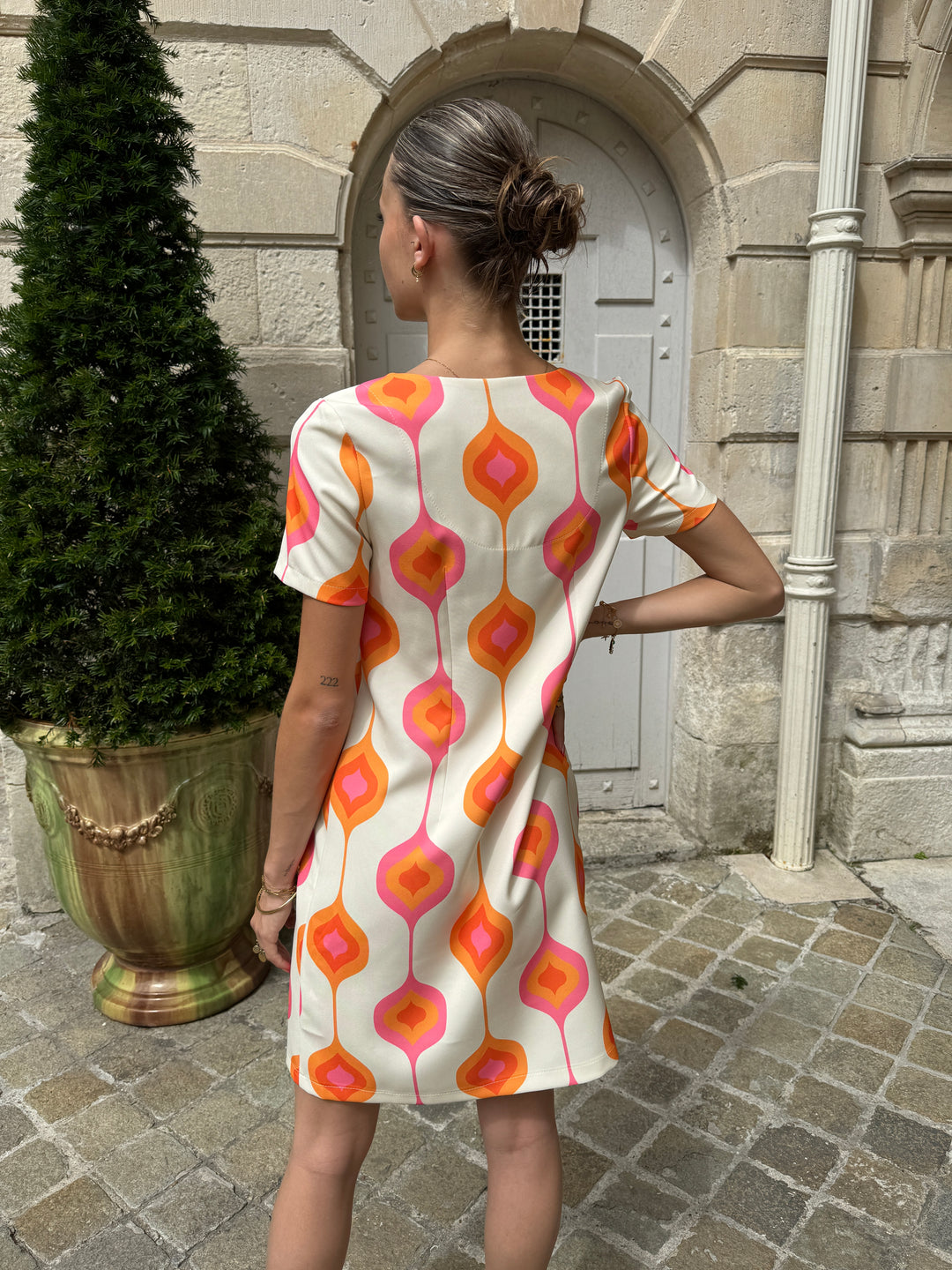 SEVENTIES Kleid Nr. 113 rosa und orange Hippocampe